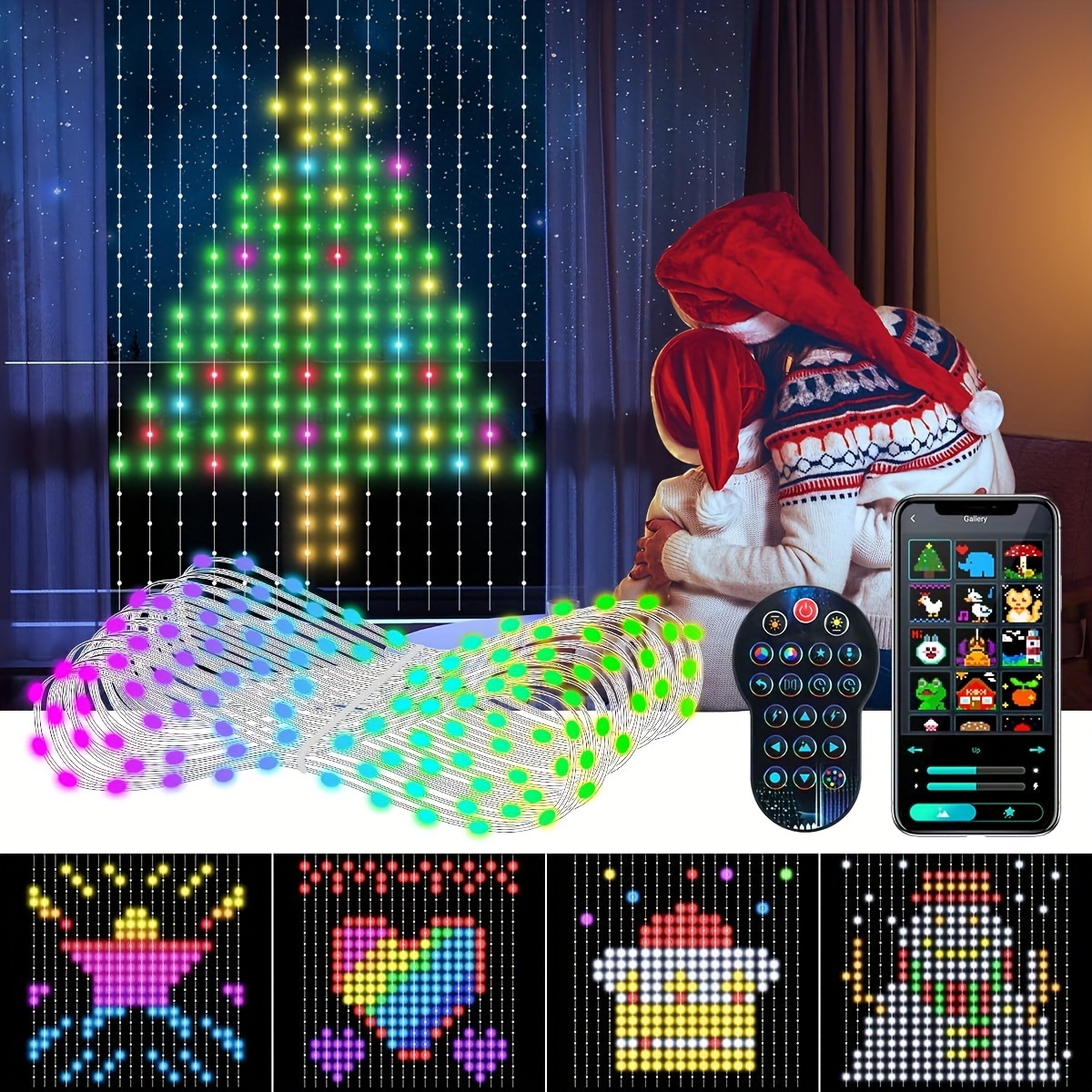 

Curtain , 9.8 X 9.8ft 400 Led , Diy , , Synchronization, App And , For Halloween, Christmas, /, Decoration