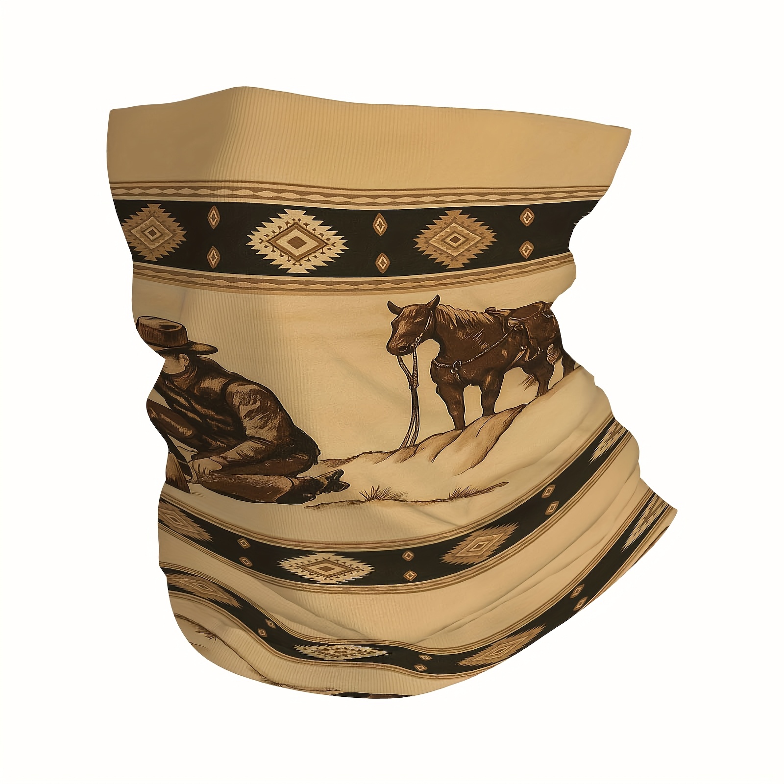 TEMU Écharpe Multifonctionnelle à Motif Cowboy, Cheval et - Design Amusant pour Hommes et Femmes - Masque de Cou, Cadeau pour Amis et Famille - Idéal