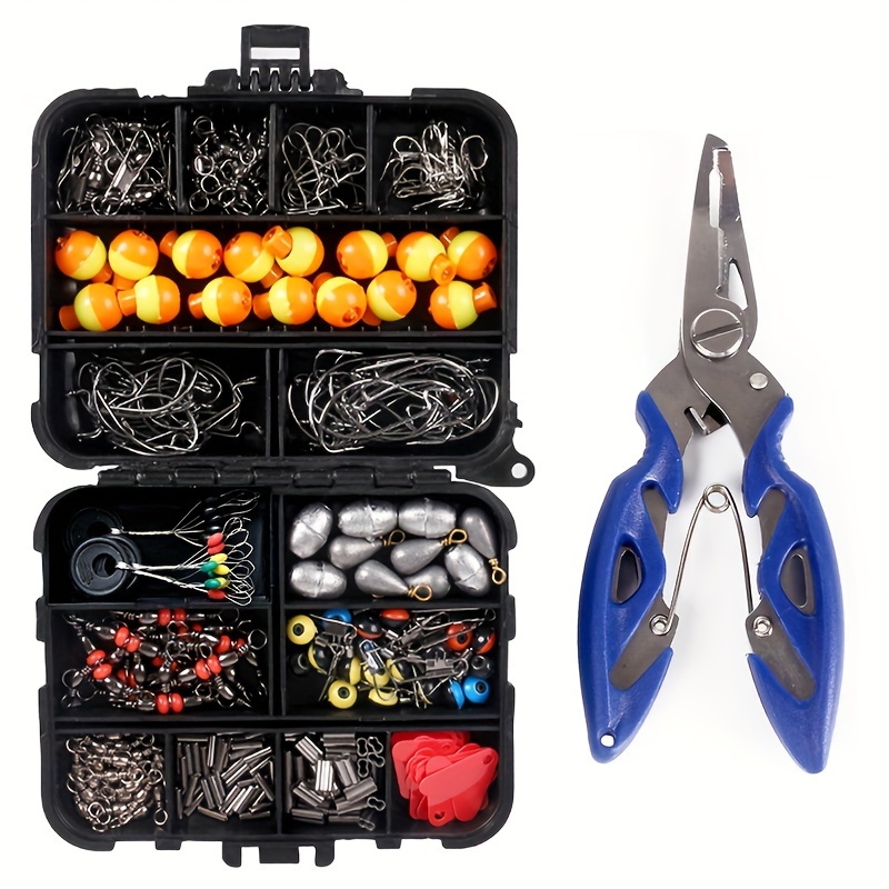 263pcs of fishing additions plus lure pliers spherical float rock fishing sea fishing tackle set three hook copper tube lead pendant fishing tools