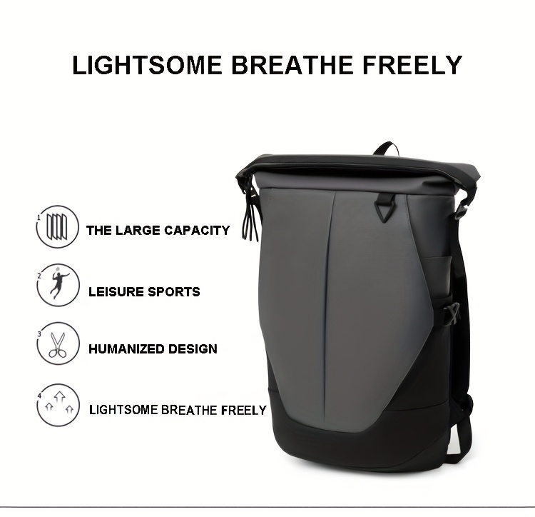 Men'S Stylish Backpack for Business Use, Expandable with a Roll-Top Design, Large Capacity for Laptops, Fashionable And Casual