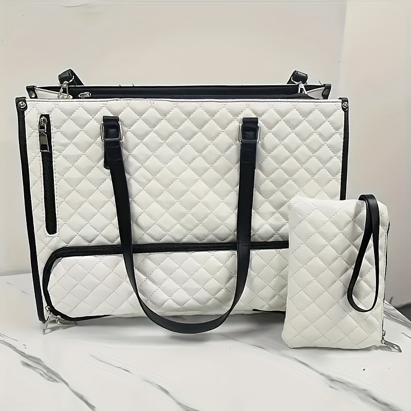 Juego de Bolsas de Viaje, Bolso para Exteriores con Compartimento para Portátil de 15.6 Pulgadas, Diseño con Cremallera, Incluye Cartera/Estuche de Maquillaje a Juego, Mochila Aislada para Laptop, Gran Capacidad con Cartera Gratis, Ideal para Negocios, Trabajo, Enfermería y Uso Diario