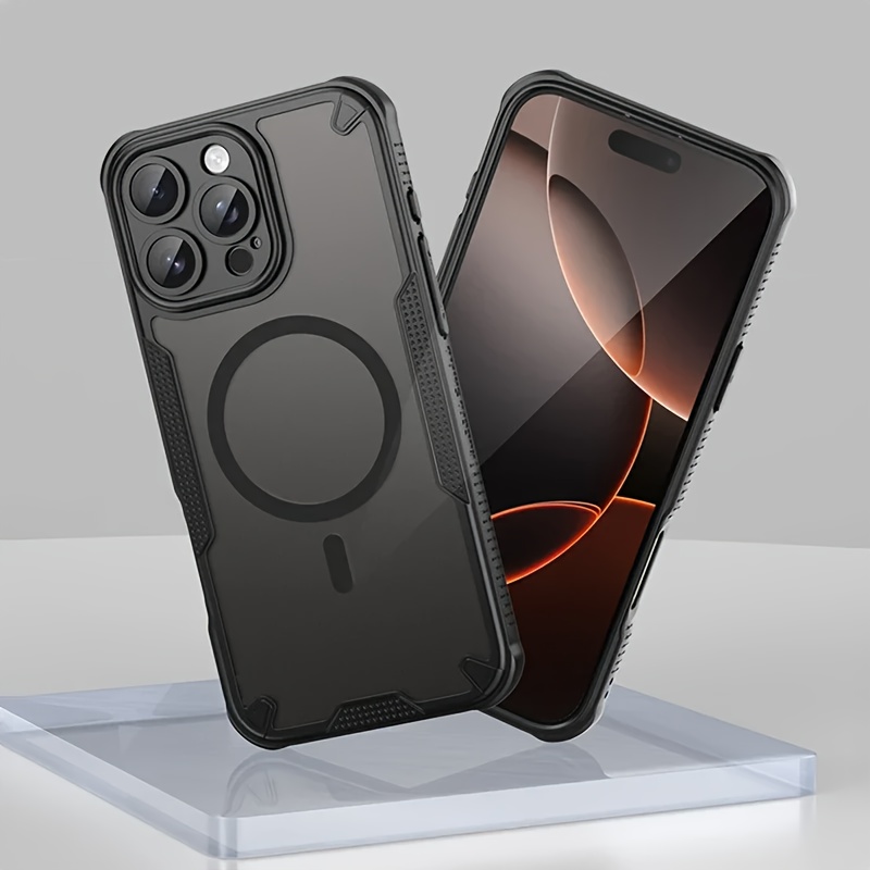 TEMU Phone Case - Magnetic Matte Black Phone Case For Iphone 16, 15, 14, 13, And 11 With Fingerprint Protection