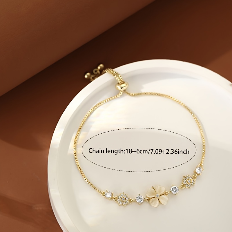 Women's S925 Silver Clover Bracelet with Zirconia