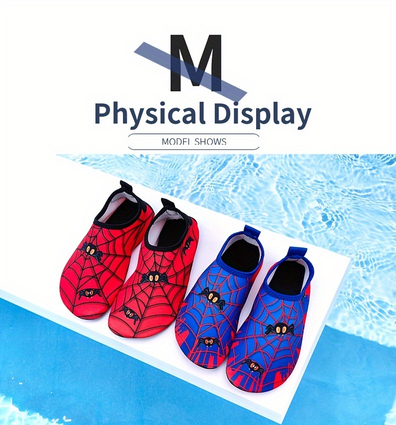 Spider Boy Beach Shoes Red Wading Shoes Lightweight Water Shoes Beach Swimming Girls Water Shoes Swimming Surfing Summer Youngsters's Cartoon Cute Three Spider Webs