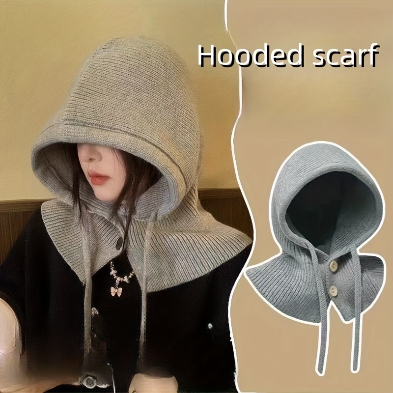 

Knit Balaclava Hooded Scarf - Hat & Shawl For Men And Women, Fashion Accessory