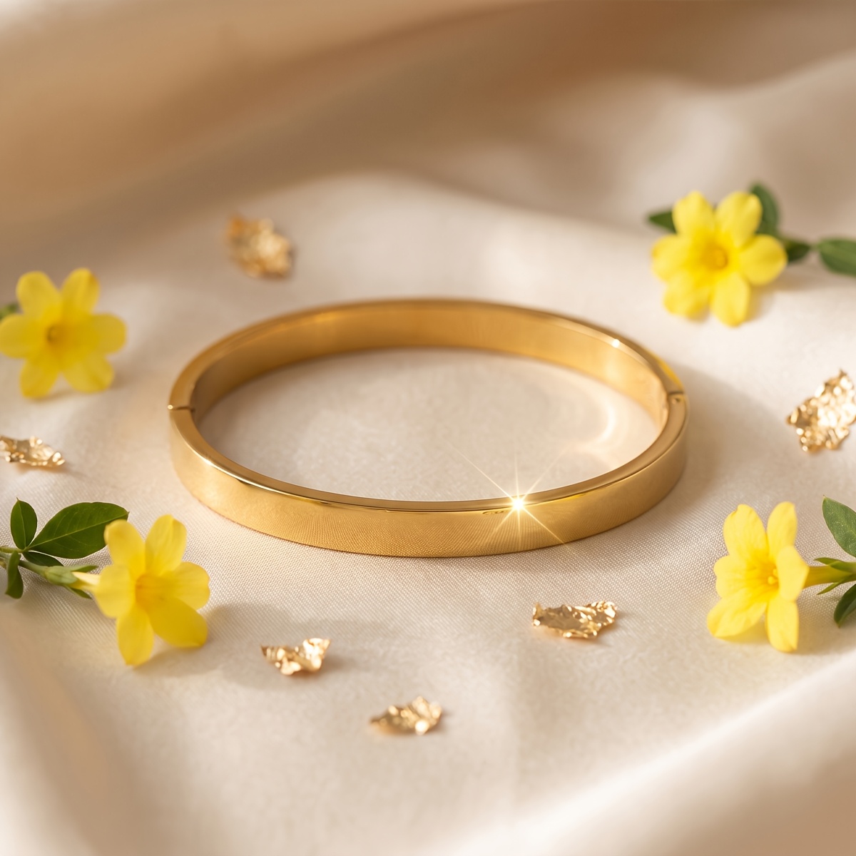 3pc Vertical Stripe Embossed Golden Thin Bracelet Set