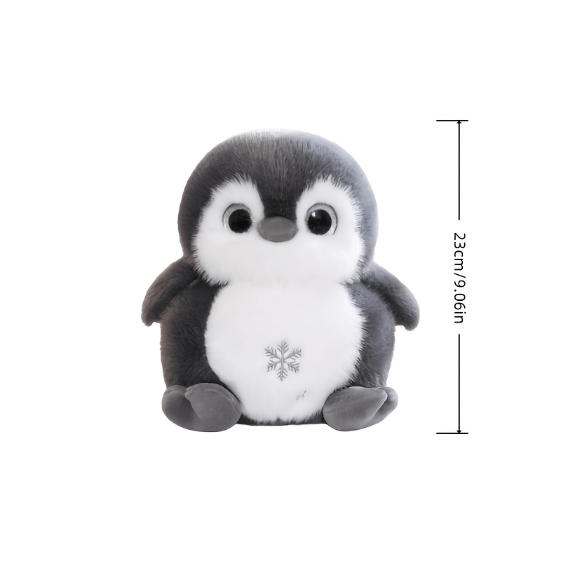 penguin plush toy soft fluffy penguin stuffed animal with snowflake embroidery gray and black 2 colors   premium plush fabric cute collectible penguin plushie for home desk decor christmas   and birthday gift