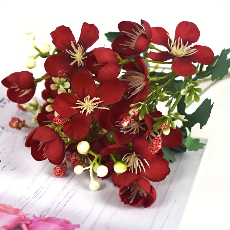 TEMU Flors Artificielles de - 1 Bouquet, Tiges Courtes pour Décoration Intérieure et Extérieure, Idéales pour Mariages, Fêtes et Célébrations