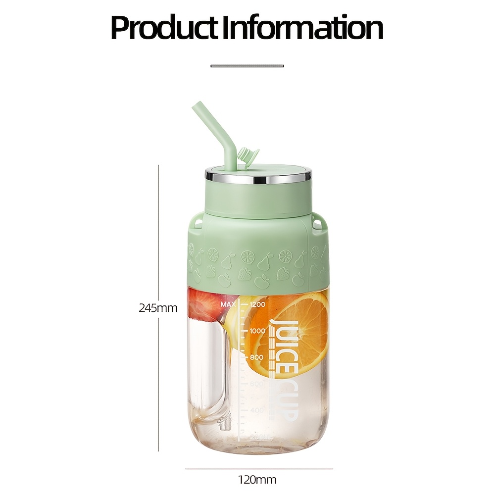 1pc usb rechargeable electric juicer multi function fruit vegetable press for smoothies and juices 27 05oz 40 58oz capacity options light green with dual safety switch home or on the go use details 4