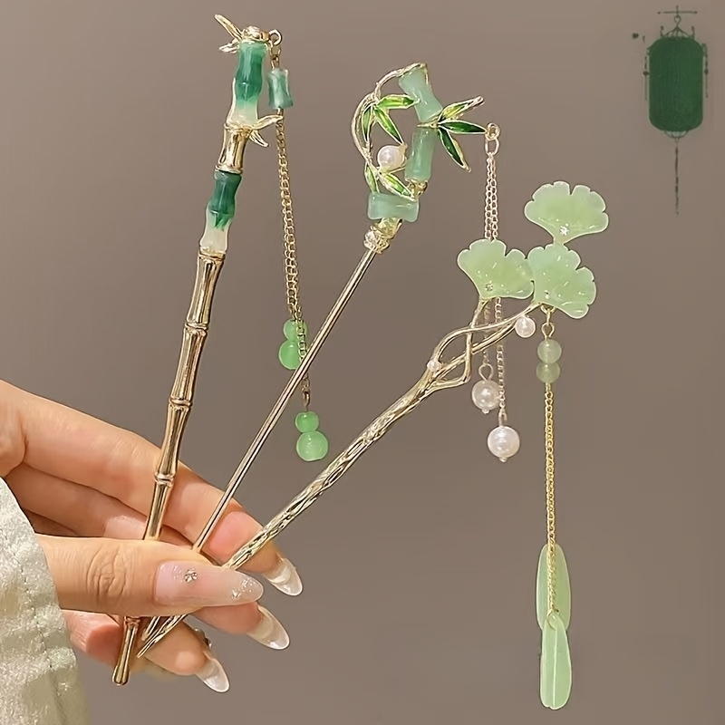 3pcs elegant metal hairpins exquisite tassels bamboo joint - Temu