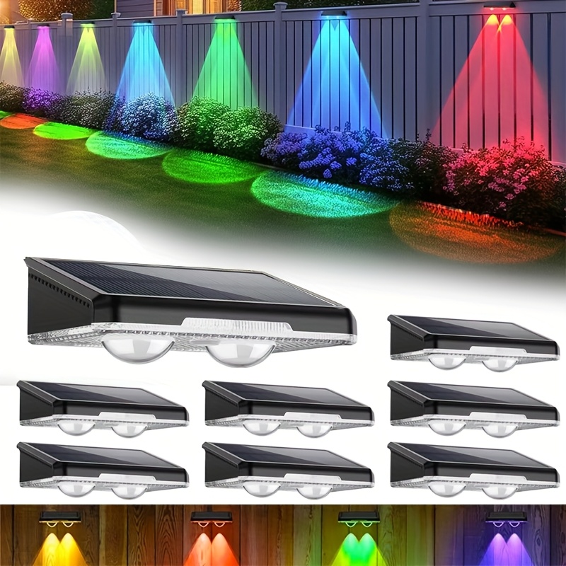 TEMU Juego de 8/6/4/2 Luces Solares para Exterior, Luces Solares para Escalones, Luces Solares Cálidas + RGB LED para Escaleras y Jardines, Lámpara