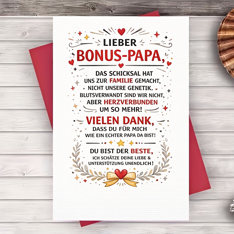 E-shop Eine herzliche Grußkarte mit Umschlag, um Dankbarkeit für einen Stiefvater auszudrücken, für Vatertag oder seinen Geburtstag, mit einem