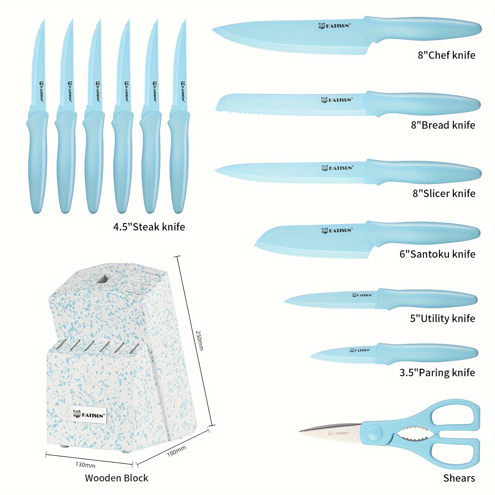 7/14pcs Color-Coded Kitchen Knife Set Rust-Resistant, Ultra-Sharp Knife Collection Includes Wooden Knife Block And Kitchen Shears Ideal for Home And Restaurant Use Top Choice for New Year Gifts