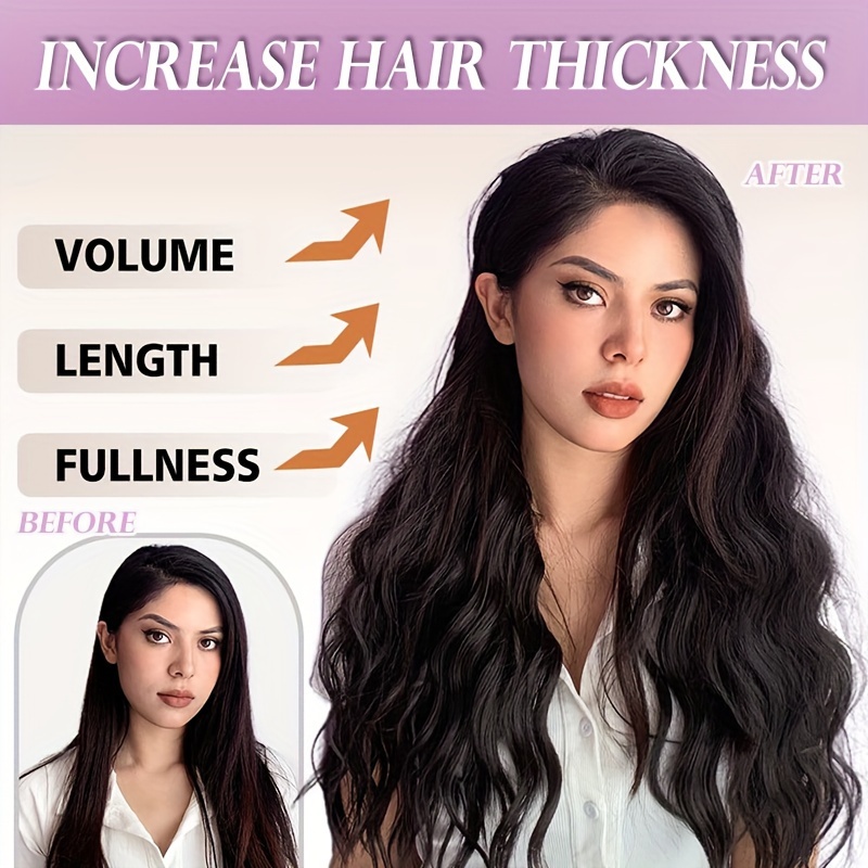 4pieces set long wavy   clip in hair extensions 22inch 55cm soft hairpieces curly thick   double weft hairpiece top synthetic hair highlight   blonde for women party cosplay christmas halloween dating daily use details 7