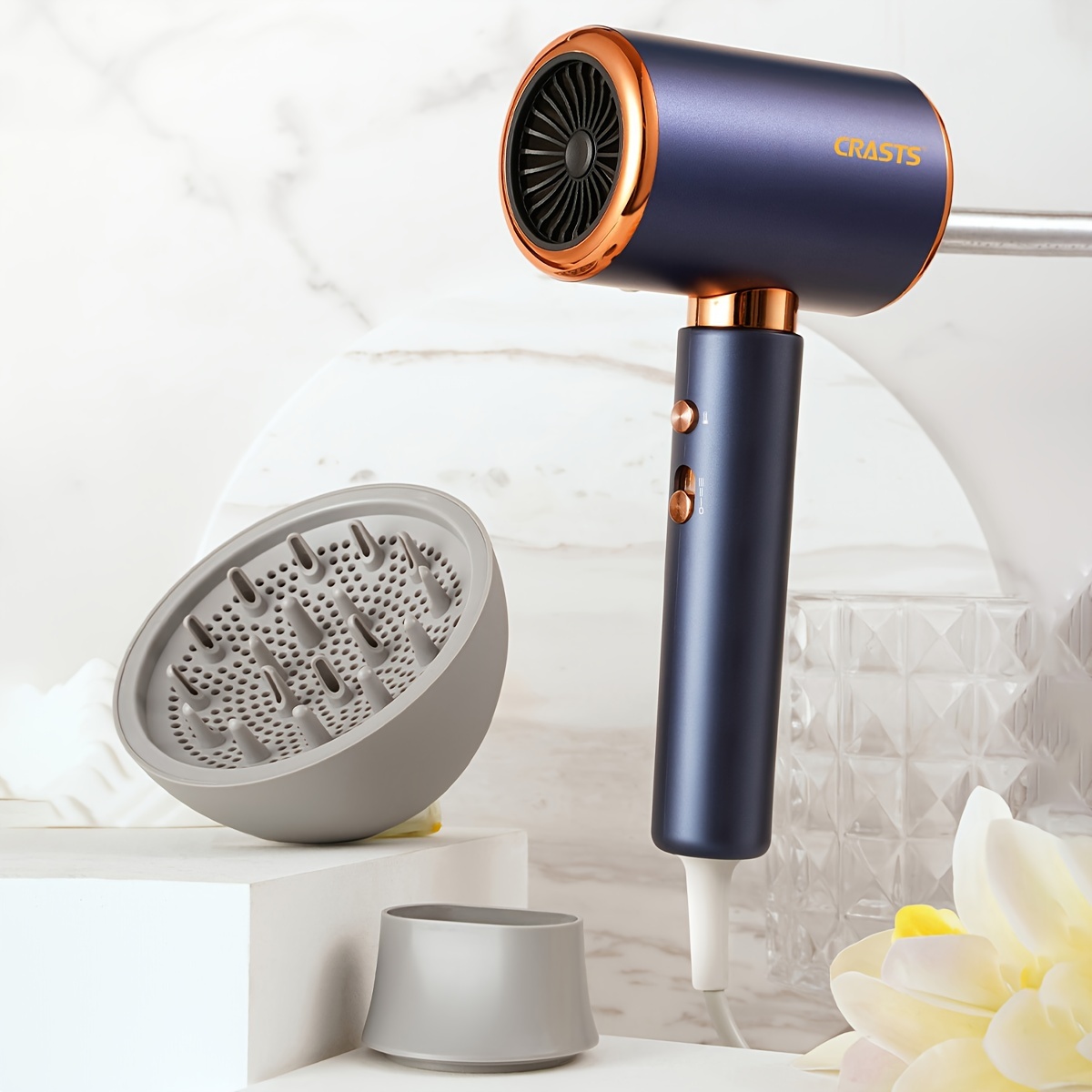 

[eu Plug] Electric Hair Dryer, Household Large Wind Negative Ion Hair Care Hot And Cold Wind Hair For Salon Barber Shop High Power Silent Large Wind Hair Dryer With Air Collector