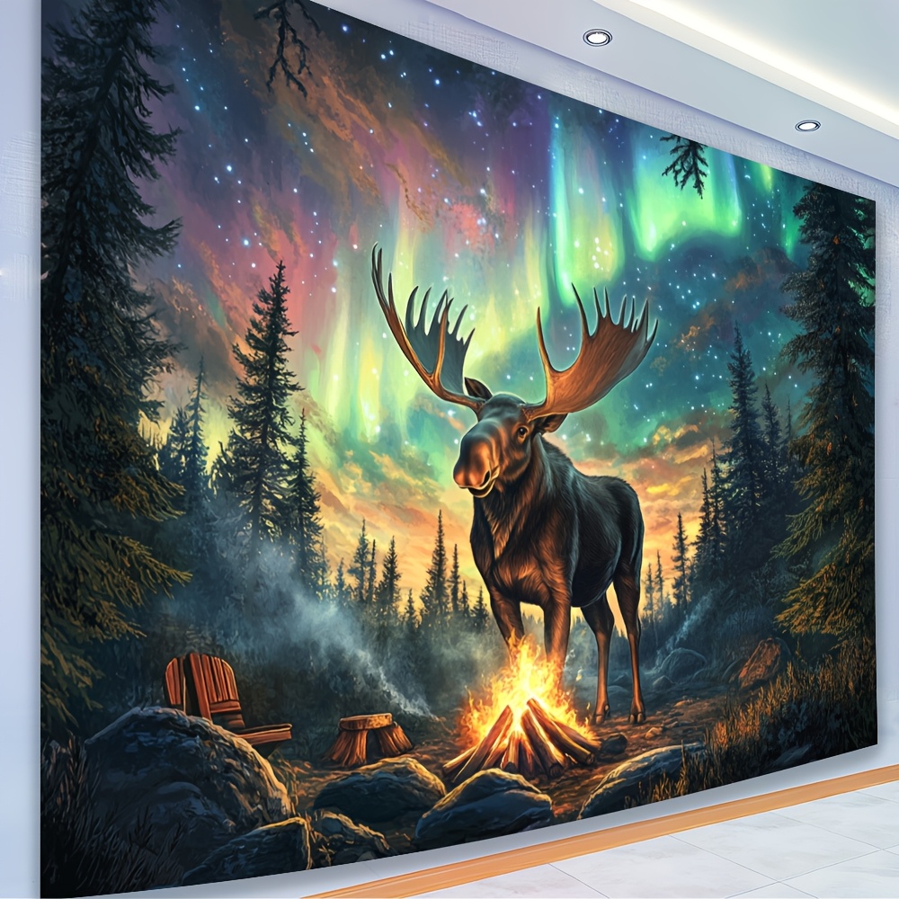 

1pc Moose By Party Backdrop - Movie-style, Vibrant Polyester Decoration For Studio, Home & Garden - Ideal For Indoor Celebrations With & Design, Moose Home Decor