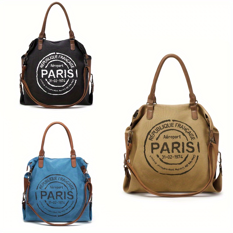 

17*17.3inch Retro Canvas Pairs Tote Bag For Women Shoulder Handbag For Sport Work Travel School Casual Large Capacity Crossbody Bag
