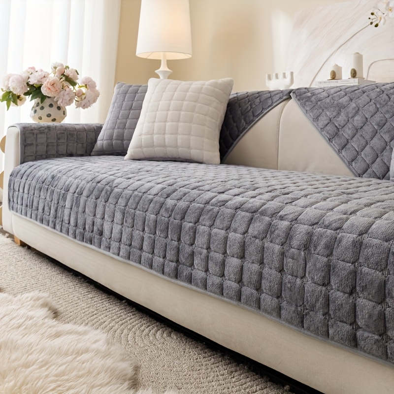 1pc plush sofa cushion suitable for   easy and modern decorative sofa cover for living room and bedroom anti slip and wear resistant support machine washable pet friendly warm and cozy in winter  