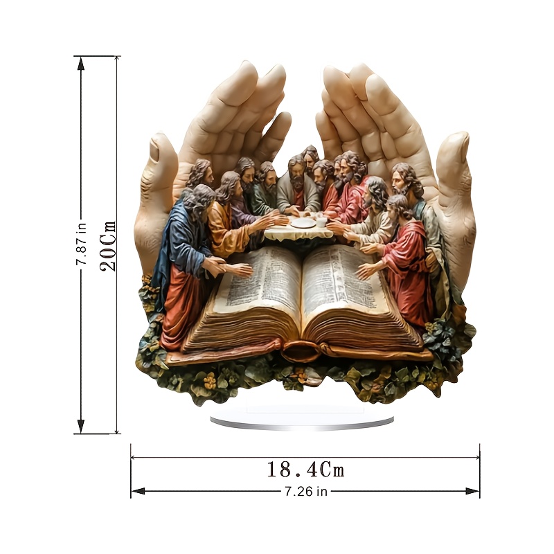 1pc bohemian prayer hand statue the last supper religious desktop art decoration 7 87inx7 26in with stand 2d shop display room window birthday housewarming christmas gift holiday gift details 2