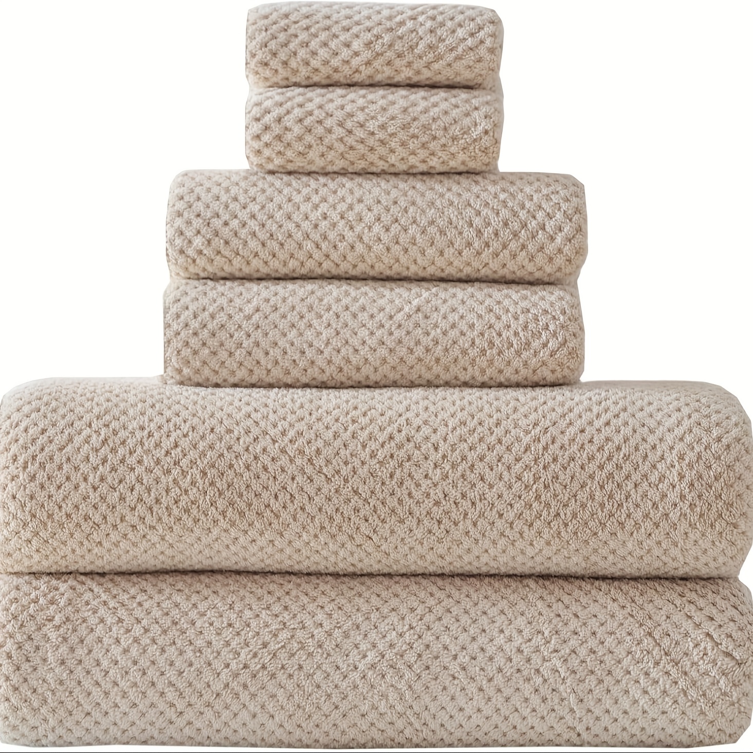 Image of 6pcs Bathroom Towel Set - 2 Bath Towels, 2 Hand Towels, 2 Washcloths, Quality Towels, Quick Dry -friendly, Great For Home, Hotel, Gym, For Home Use, Hotel Bathroom Set, Bathroom Towel Set, Towels