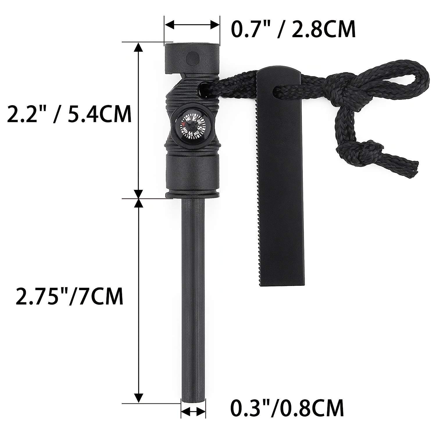 TEMU Premium Flint And Steel Fire Starter Kit - Portable Survival Tool With Magnesium Rods, Twine, And Emergency Rescue Features For Campfire, Camping, Bush, Survival, Hiking, And Edc