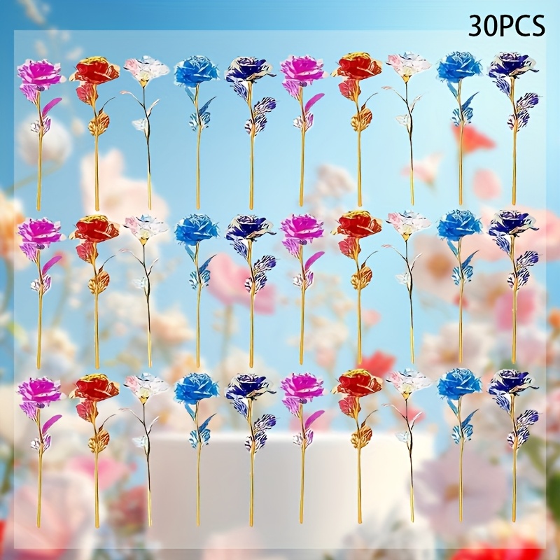 

30pcs Vintage 24k Artificial Rose Flowers, Suitable For Living Rooms, , Valentine's Day, Anniversaries, Weddings, Thanksgiving, Father's Day, And Day - No Container, No Electricity, No Batteries.