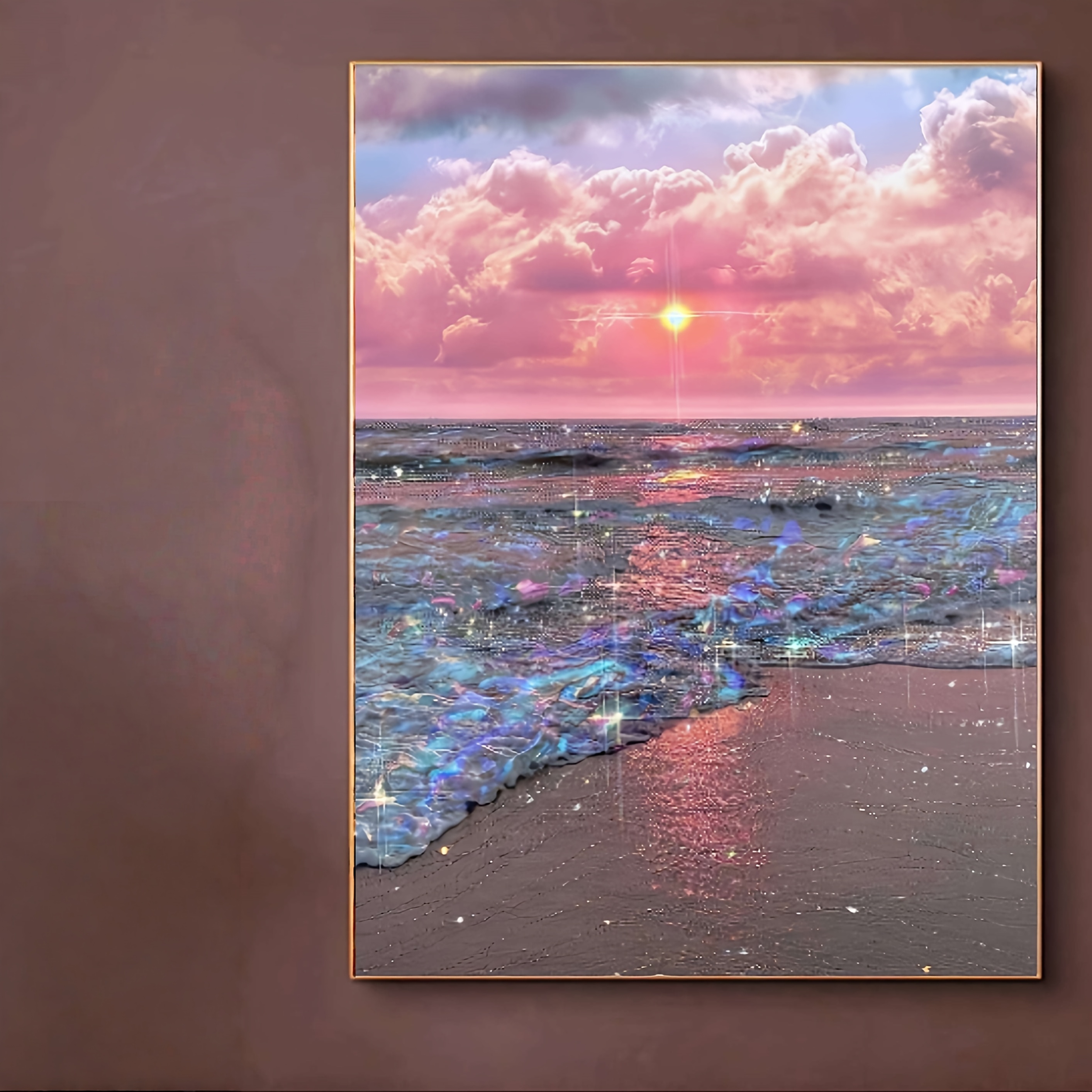 Image of 1pc Diy 5d Diamond Painting Art Kit, Suitable For Adults, Round Diamond Painting Craft Set Without Frame, Ideal Holiday Gift For Home Wall Decor