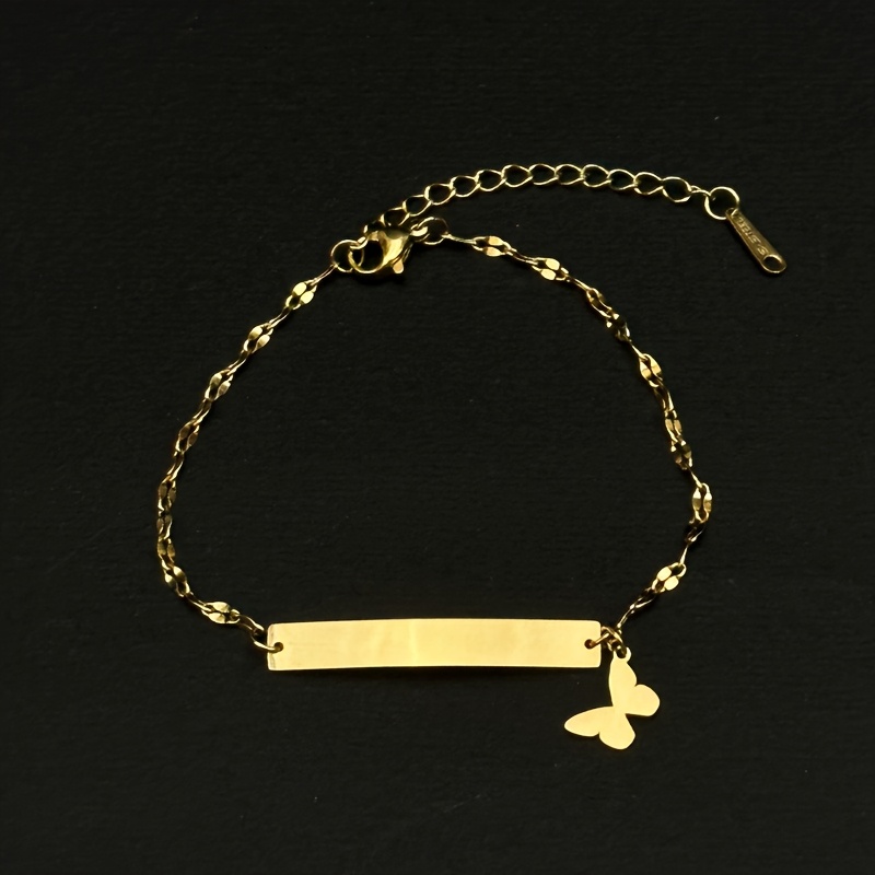 TEMU Un Bracelet Personnalisé et Tendance pour Femmes avec , Doté d'une Chaîne Délicate et Minimaliste avec un Pendentif Papillon. Bracelet d'