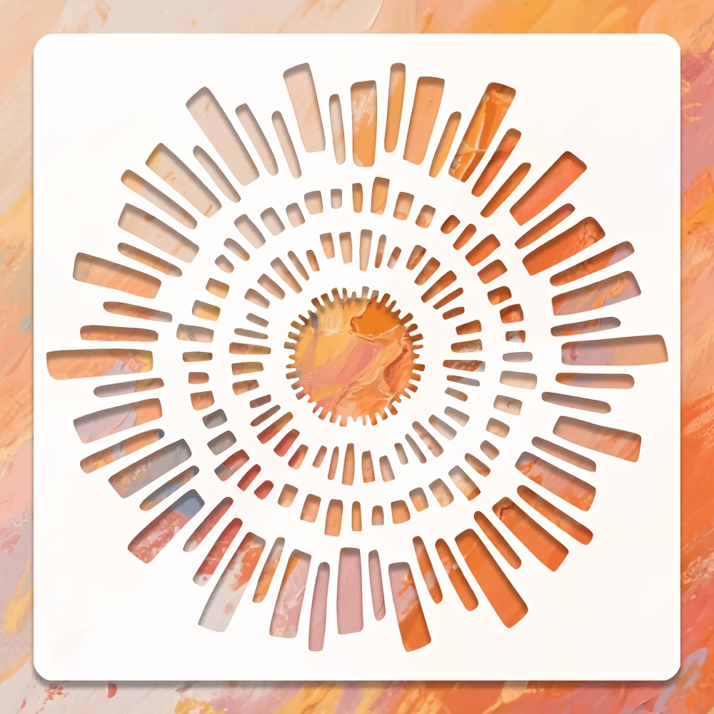 TEMU 11.81x11.81 Inch Abstract Circle/ Ray Pattern Hollow-out Painting Stencil, Suitable For Diy Painting, Paper-cut Collage, Scrapbooking, And Wall