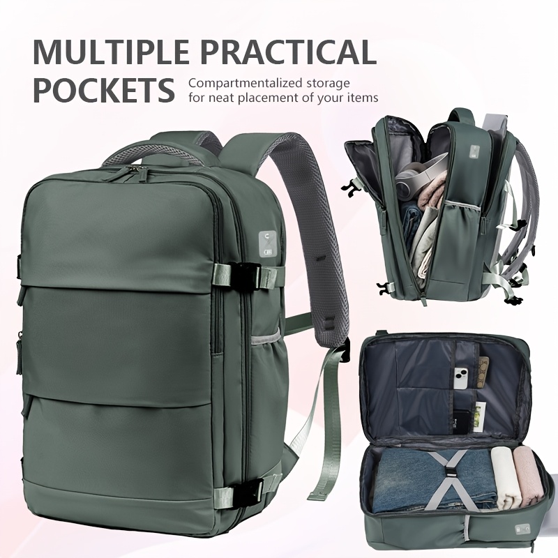 TEMU A Spacious Travel Backpack Designed For Aviation, Featuring Multifunctional Storage, An Expandable Design, Ample Room For Laptops, And A