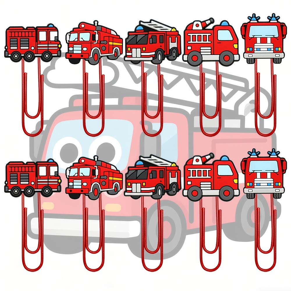 Image of 10pcs Truck Series Bookmarks Cute Paper Clips Office Supplies Additions Bookmark Clip Desk Stationery School Books File Page Marker Welcome Gift Category: Binder, Paper Clip