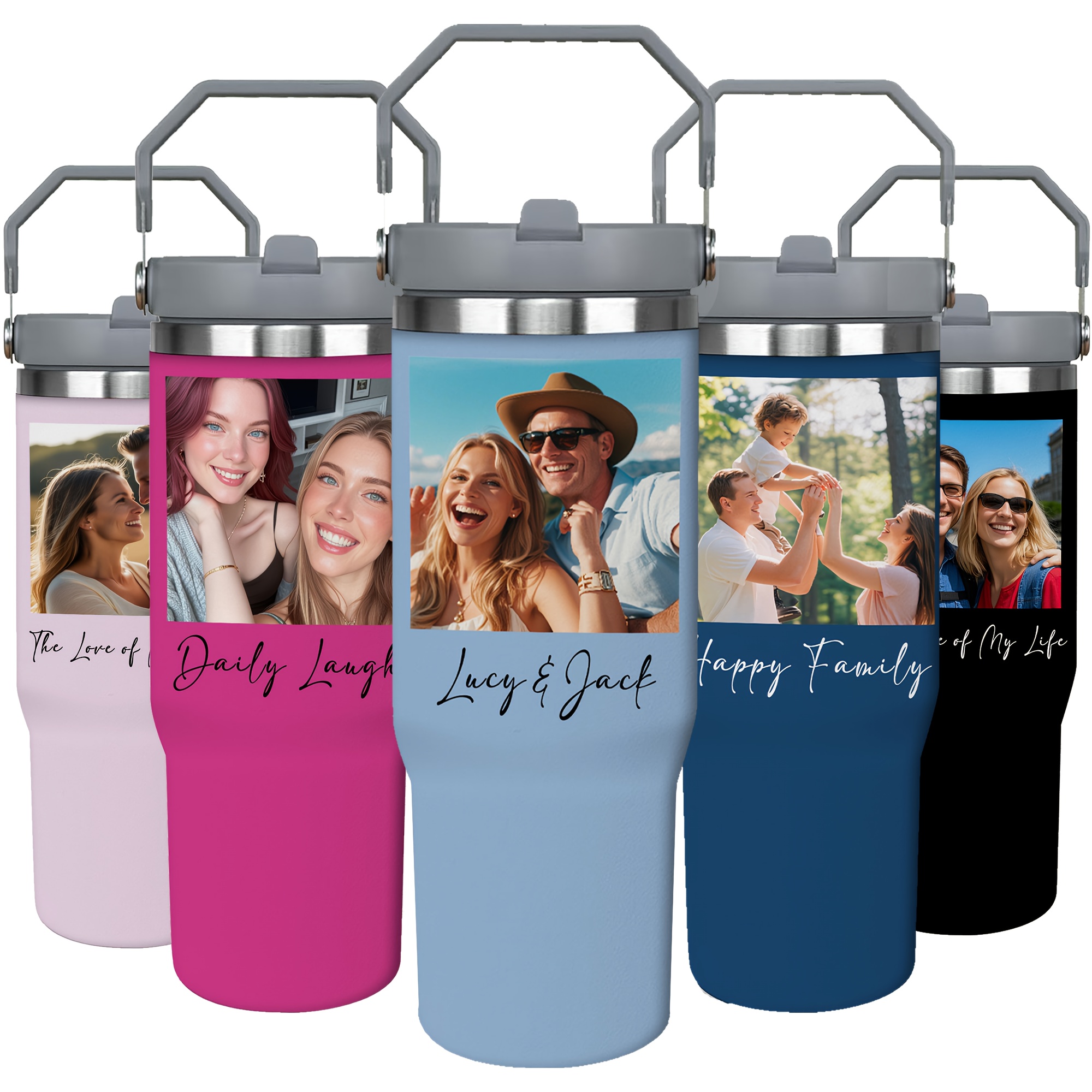 personalized 30 oz tumbler handle straw custom coffee cup - Temu