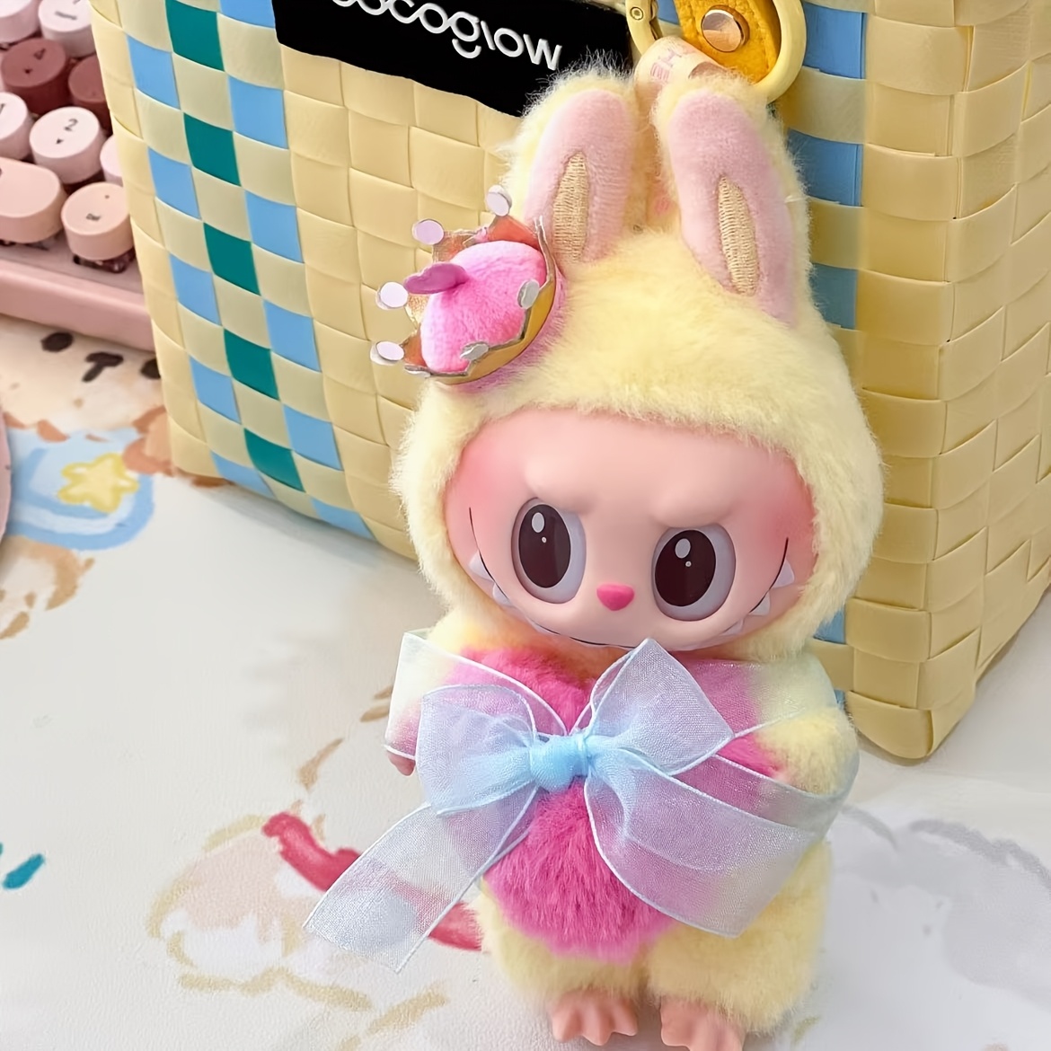 Monster Flip Vinyl Plush Action Figure with Pink Bow Charm, Valentine's Gift
