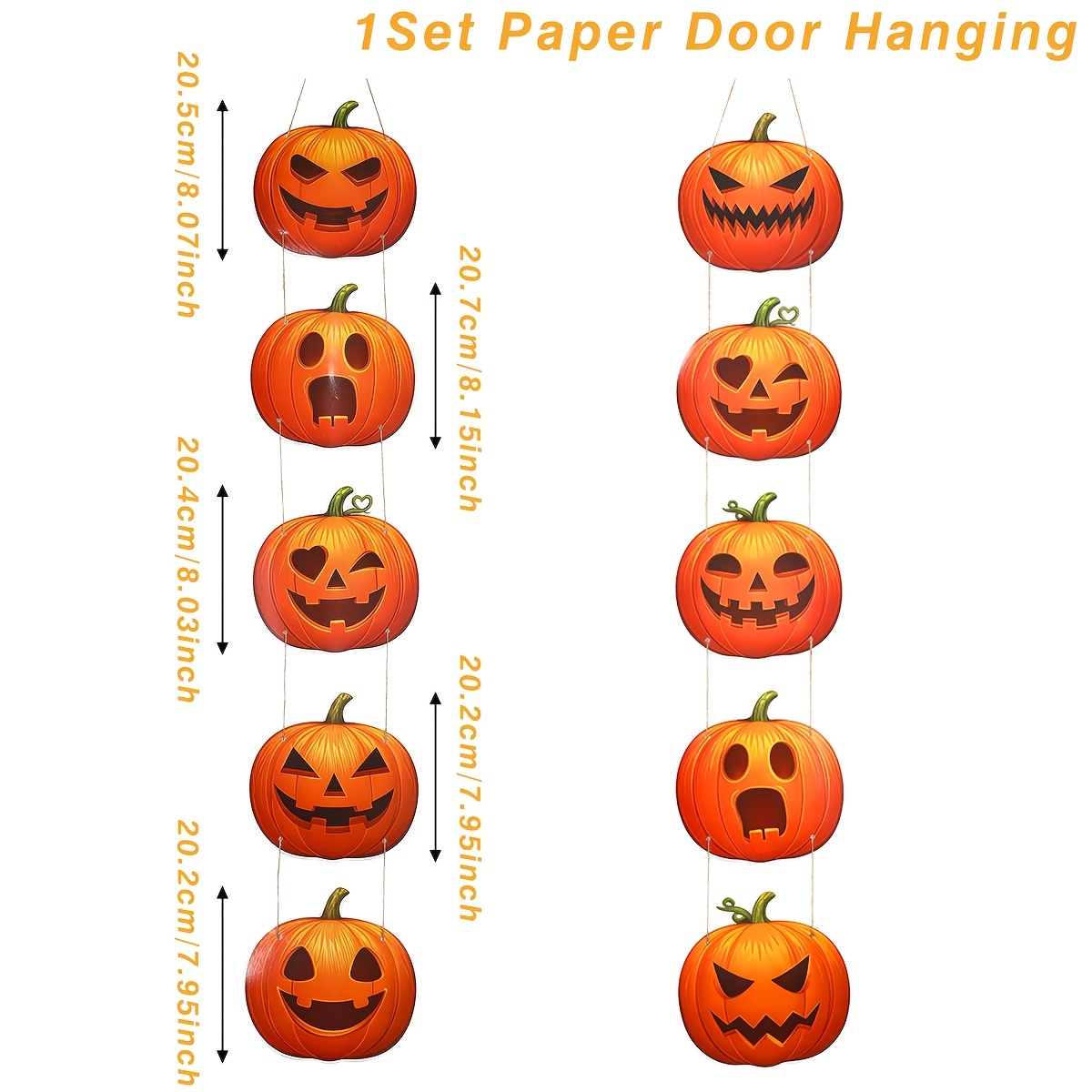 TEMU 1 Set, Banner, Halloween Paper Door Hanging, Halloween Spooky Pumpkin Pattern Hanging Banner, Happy Halloween Party Hanging Flags, Halloween