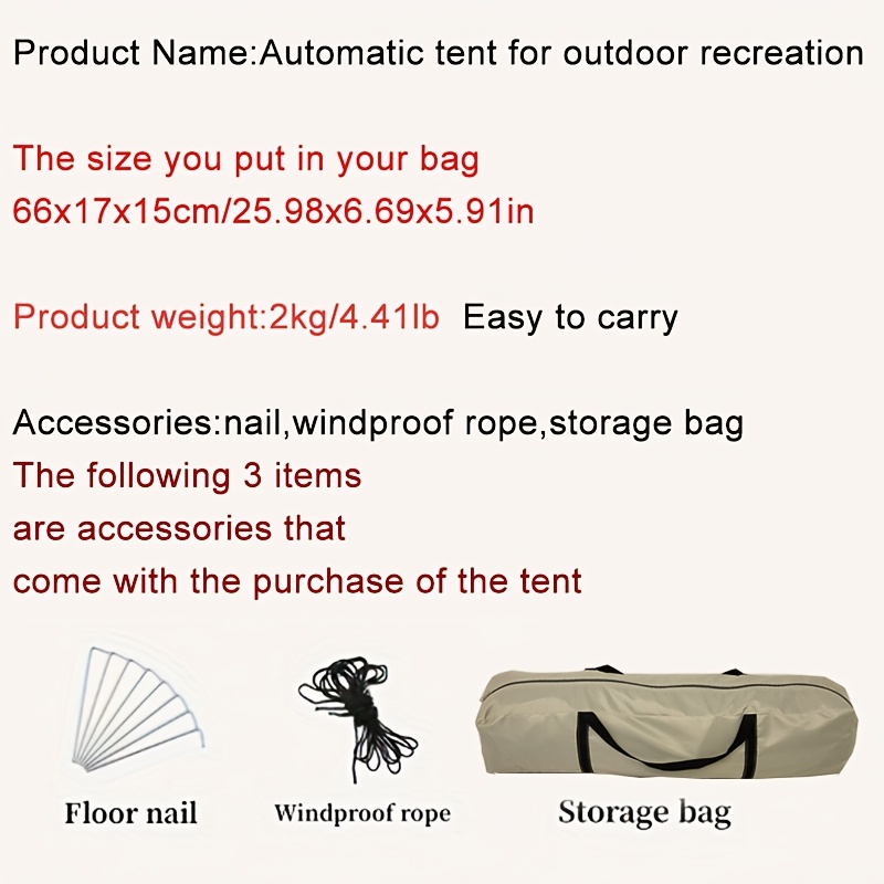 Portable automatic quick-open installation-free family camping tent outdoor hiking tent
