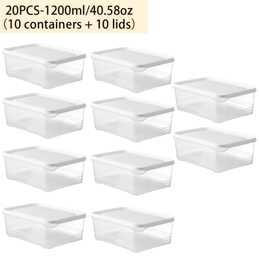 20pcs (10pcs Containers And 10pcs Lids) Freezer Fresh Box Set. Storage Containers. Featuring Design. Leak-proof Stackable Food-grade Polypropylene Sealed Boxes. Ideal For Storing Grains, Meats