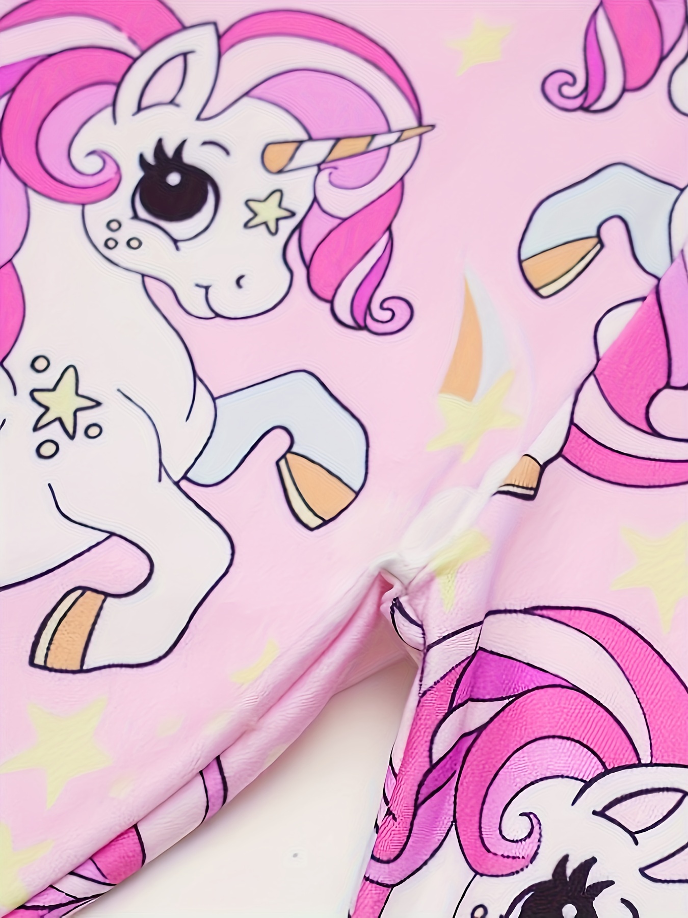 2024 New Cute and Stylish Pegasus Digital Print Light Beige-Friendly 3pcs Long Pants Set for Girls