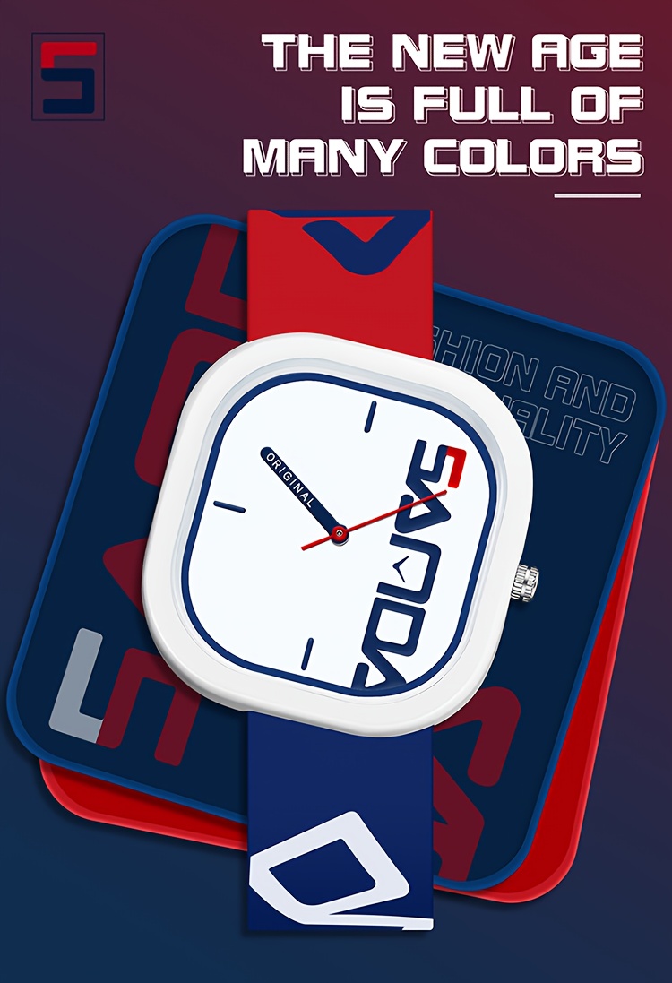 mens watch classic square with red accents quartz movement 50    non rechargeable battery ideal for sunday dates holiday gifts Product details 0