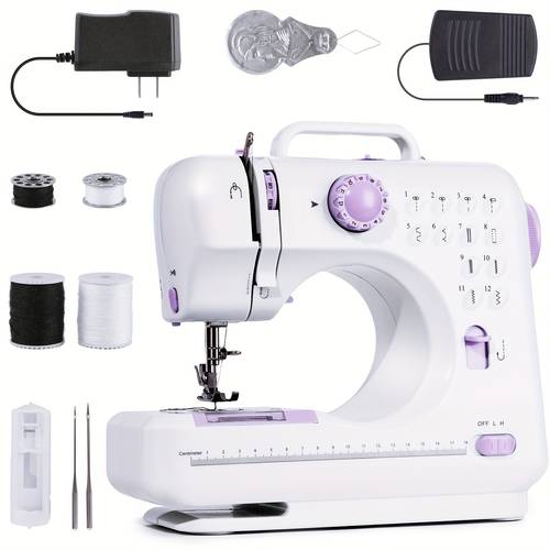 portable electric sewing with 12 stitches patterns adjustable speed overlock multifunctional home sewing machine parents beginners hobbyists lightweight repair diy crafting
