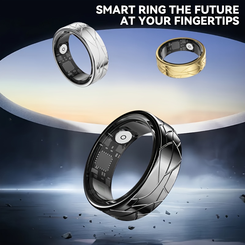 Fitness Tracker Smart Ring with Magnetic USB Charging, Multi-Sport Tracker, Long Battery Life - Stylish Golden Design, Suitable for Men And Women Father'S Day, Mother'S Day, Valentine'S Day Gifts
