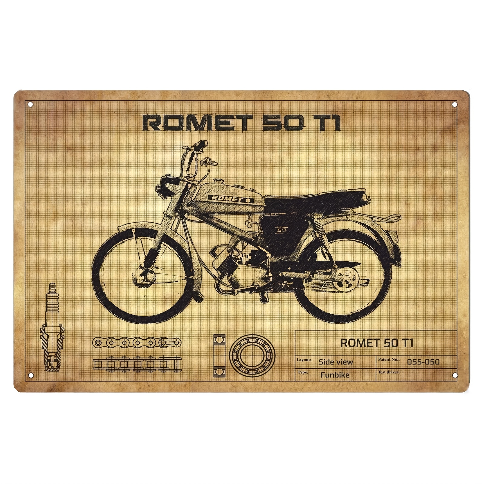 

Room Decor 1pc Vintage Romet 50 T1 Motorcycle Metal Tin Sign, 8x12 Inch Iron Wall Art Poster For Garage And Home Decor, Poster, 20*30cm, 2d, Room Decor