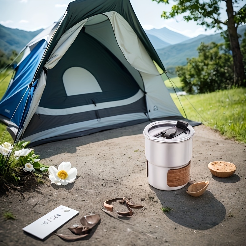 

Stainless Steel Camping Coffee Mug - Portable & 304 Stainless Steel Water Cup For , Ideal For Hiking, Fishing, And
