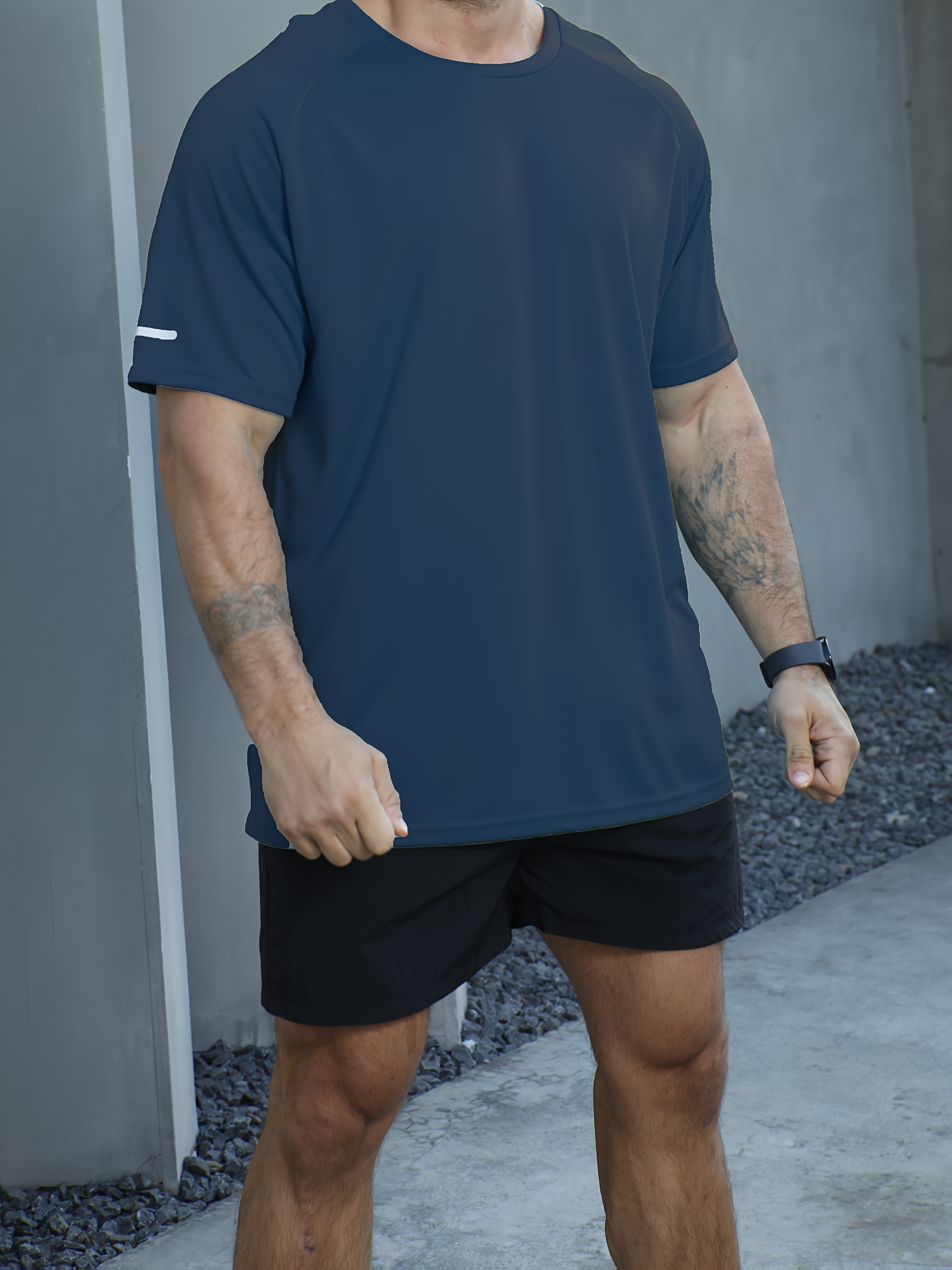 One Piece Plus Size Men's SOLID Short Sleeve Sports T-Shirt, Casual Fashion Tee with 3-Position Print 520, PLUS SIZE