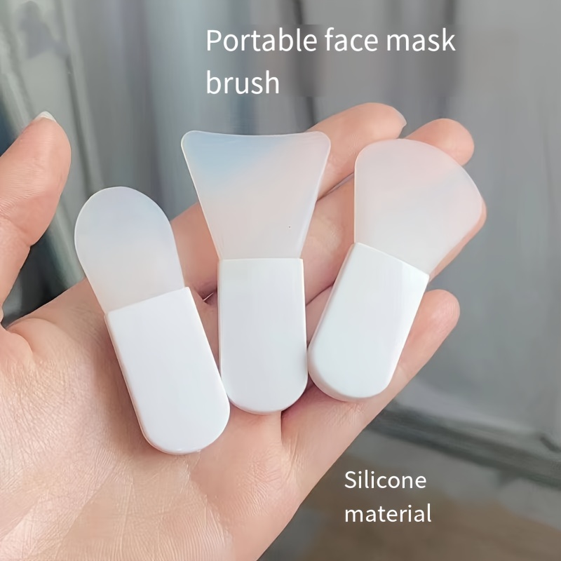 

1pc/3pcs Brosse de masque facial en silicone, mini applicateur de masque facial portable, non parfumé, outil de beauté non électrique pour une application uniforme des masques de et des crèmes