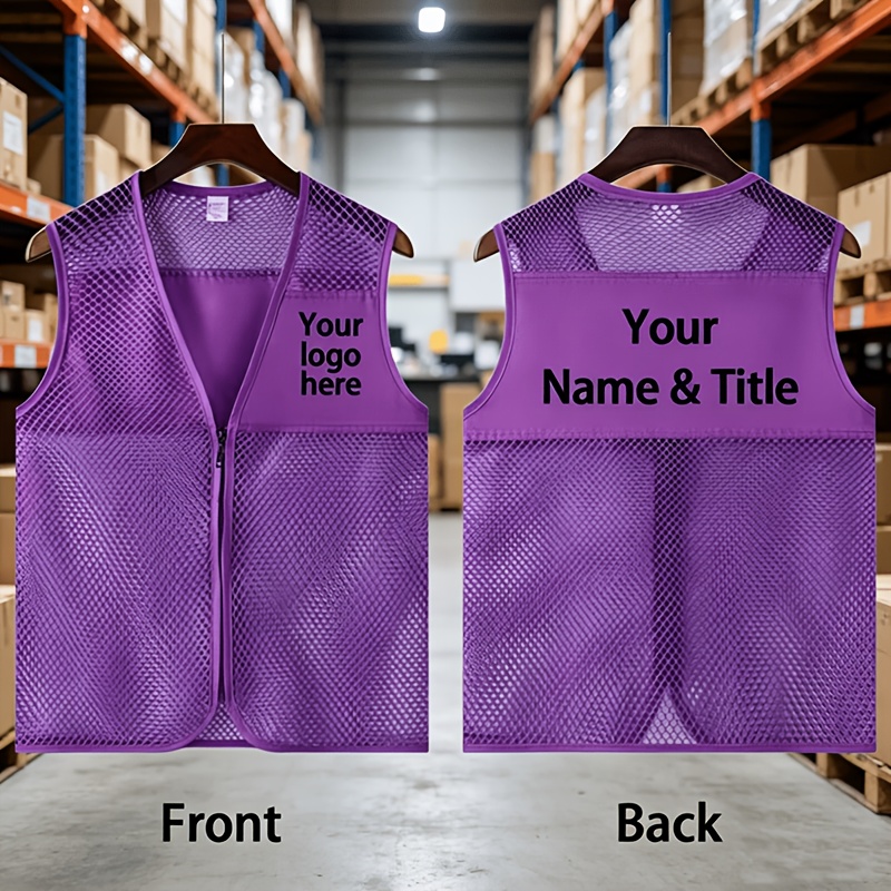 TEMU 1pc Summer Lightweight Breathable Mesh Custom Work Vest, Supports Diy Logo And Name/position Printing, Comfortable And , Multiple Colors