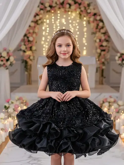 black party dresses for girls A line Black Evening Dresses For Girls Black Prom Party Gown fg6281