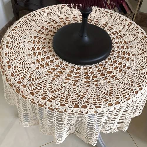 handmade crochet round tablecloth elegant retro floral round table mat 29 53 inches lace suitable for restaurant display home decoration or gift universal holiday decoration