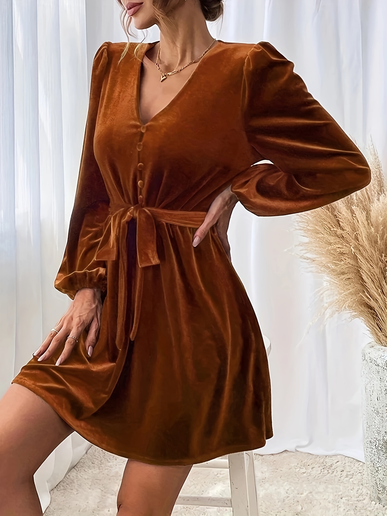 fitted lace wedding dress Amanda Cord Midi Dress-Raw Umber main image 0
