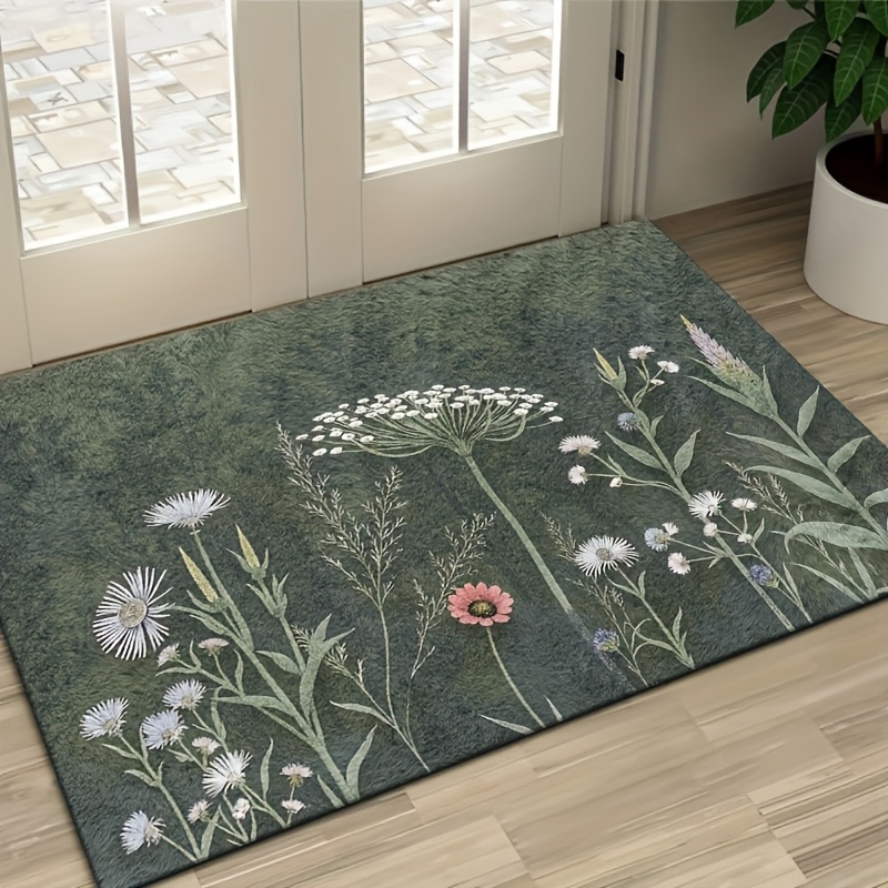TEMU 1pc 2d Flat Printing Flannel Material Door Mat, Outdoor Courtyard Door Mat, Welcome Mat, Easy To Clean, Suitable For Doorway, Bedroom, Kitchen,