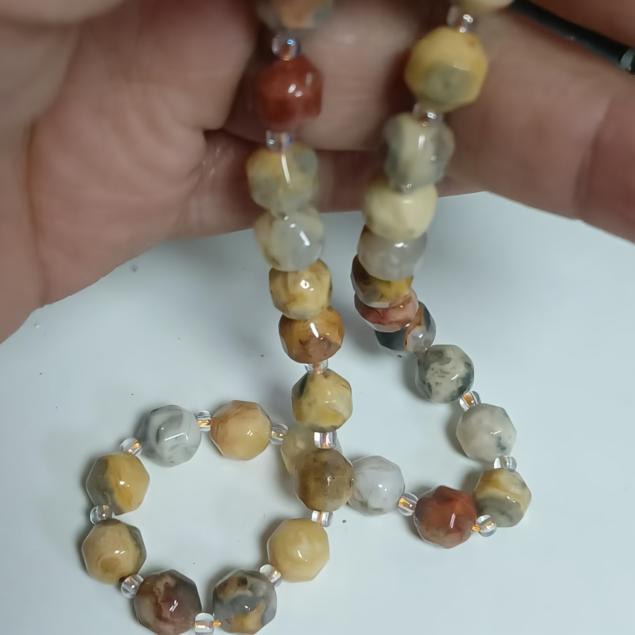 TEMU Perles d'espacement rondes en naturelle d'agate de 6-8 mm - pour la fabrication de bijoux DIY en diverses , adaptées aux accessoires perlés de